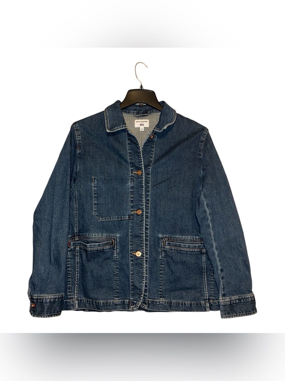 Uniqlo X INES DE LA FRESSANGE coverall denim chore jacket Sz L Jeans